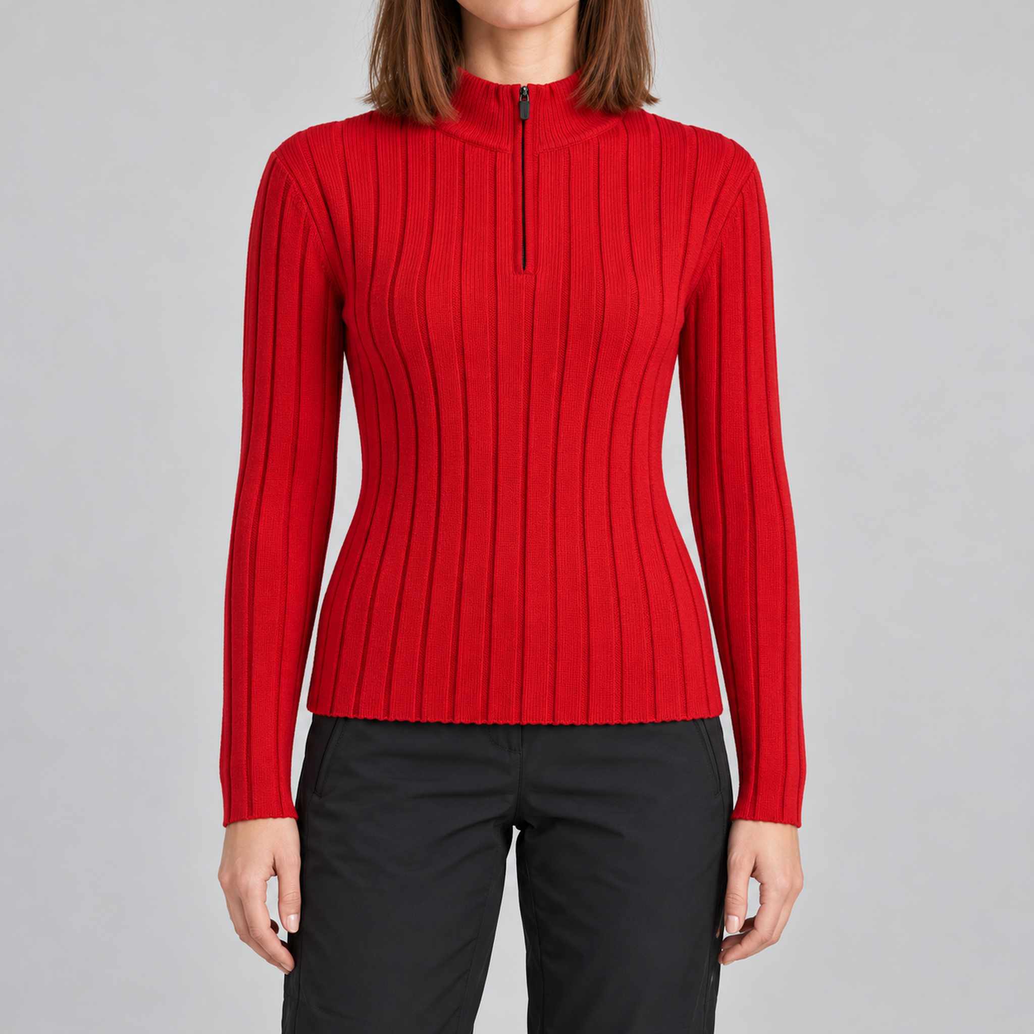 Fera womens Jeannie Sweater Red, model front.