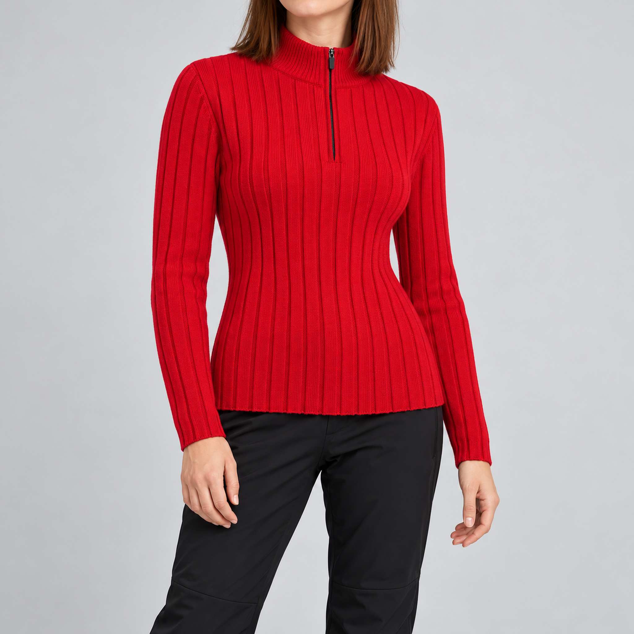Fera womens Jeannie Sweater Red, model outfit.