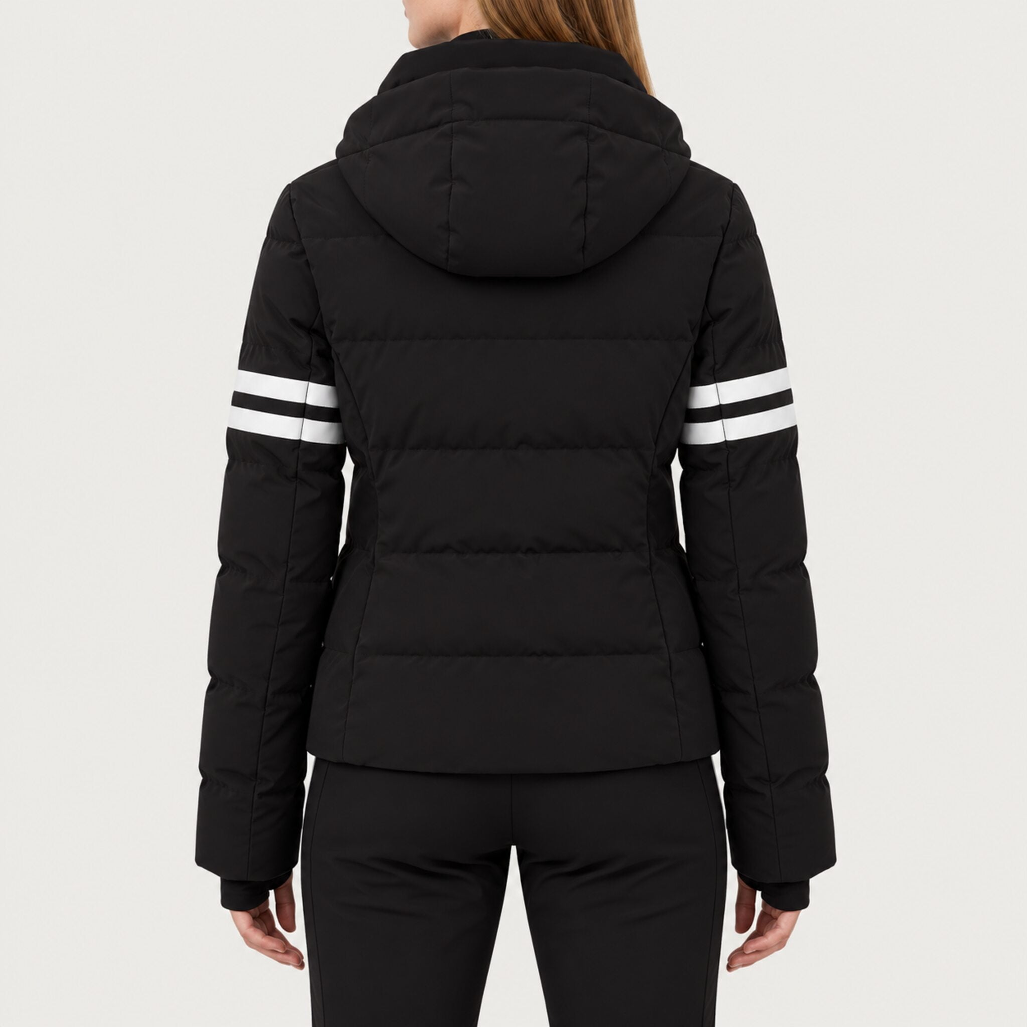 Fera women's Kate Ski Jacket in Black, back view on model.