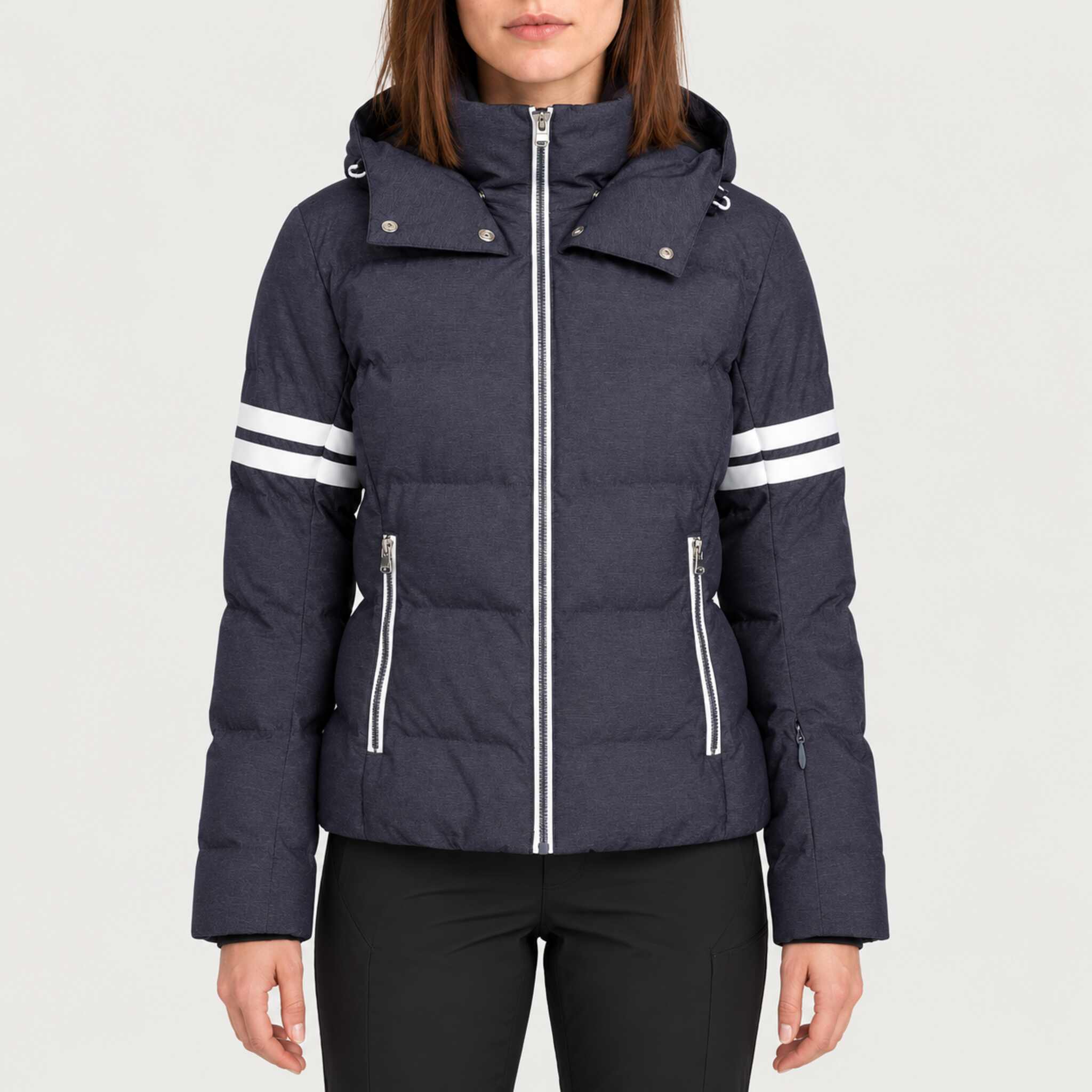 Fera women's Kate Ski Jacket in Indigo, front view on model.