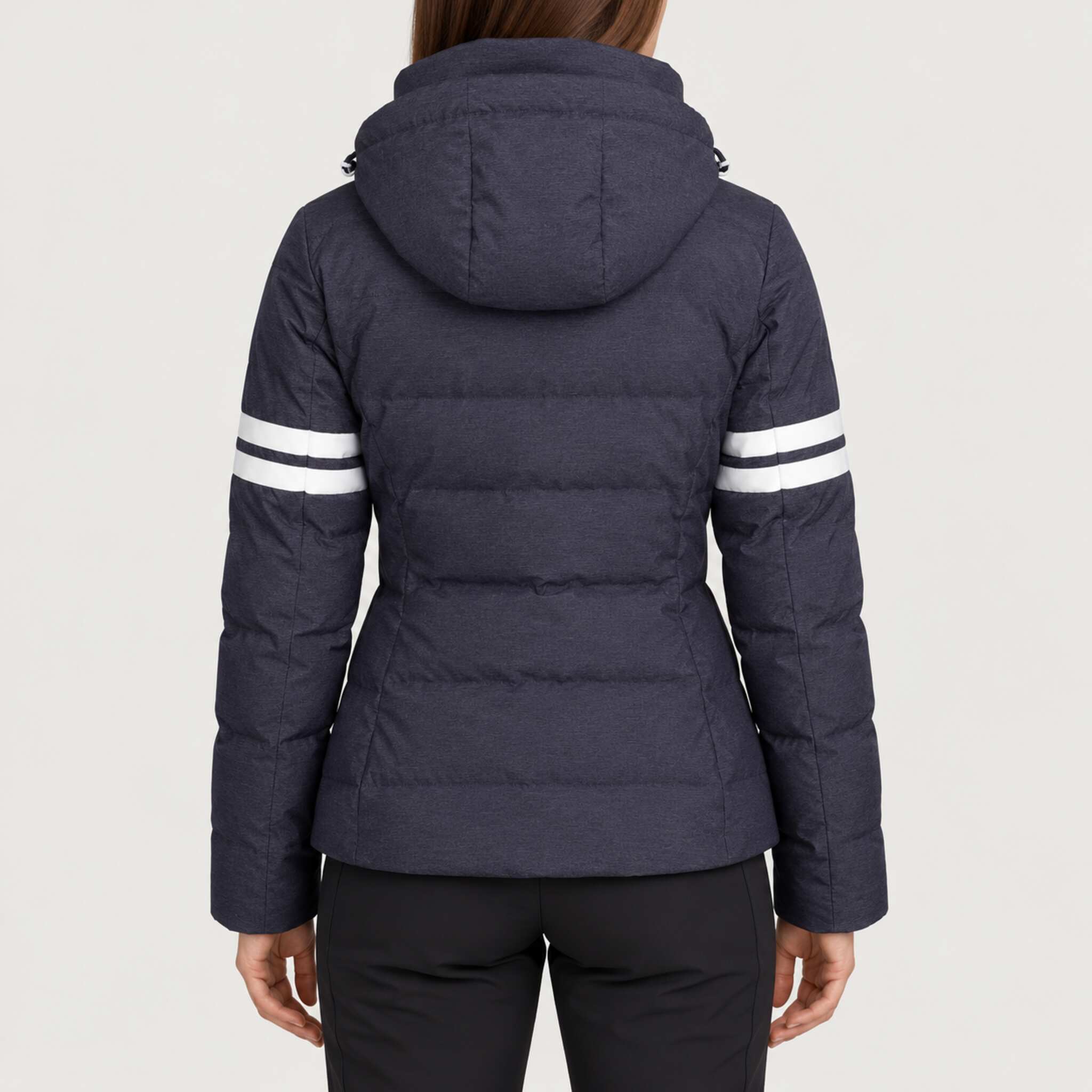 Fera women's Kate Ski Jacket in Indigo, back view on model.