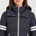 Fera women's Kate Ski Jacket in Indigo, close-up showing fabric and design.