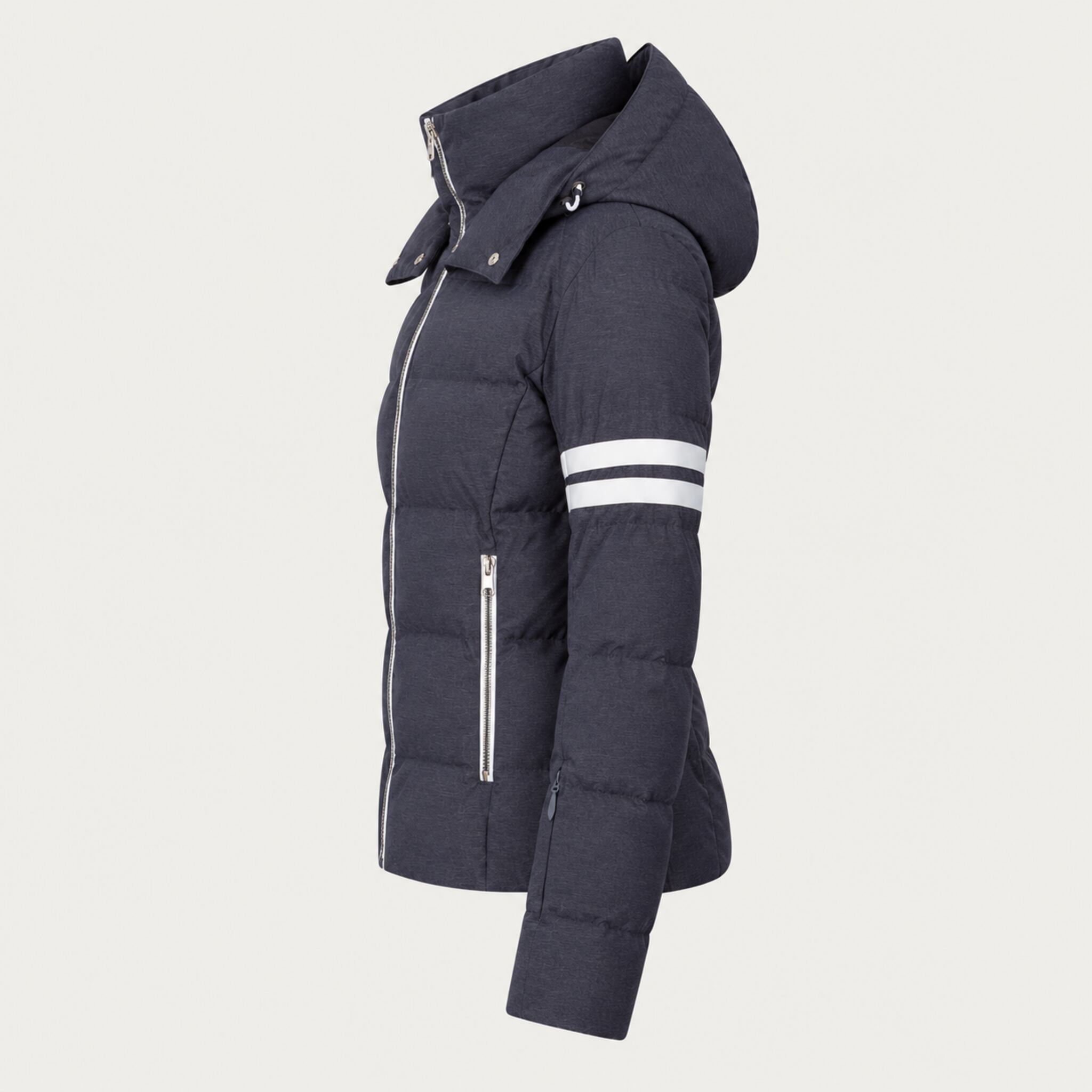 Fera women's Kate Ski Jacket in Indigo, side view.