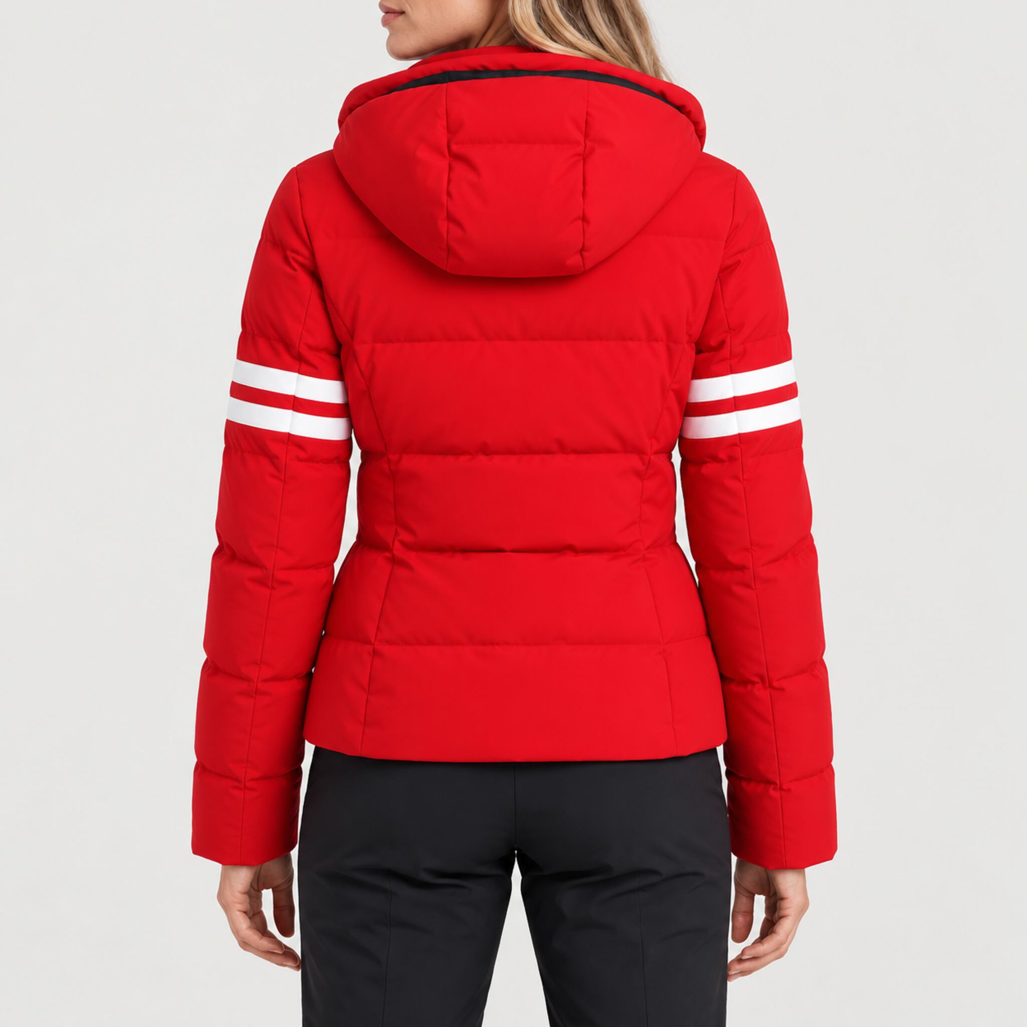 Fera women's Kate Ski Jacket in Red, back view on model.