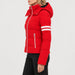 Fera women's Kate Ski Jacket in Red, side view on model.