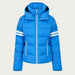Fera women's Kate Ski Jacket in Riviera Blue, front view.
