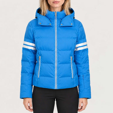 Fera women's Kate Ski Jacket in Riviera Blue, front view on model.