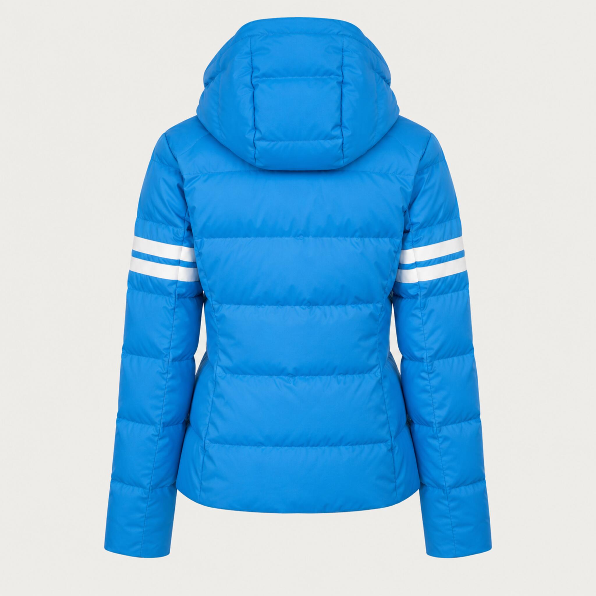 Fera women's Kate Ski Jacket in Riviera Blue, back view.
