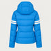 Fera women's Kate Ski Jacket in Riviera Blue, back view.