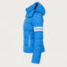 Fera women's Kate Ski Jacket in Riviera Blue, side view.
