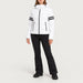 Fera women's Kate Ski Jacket in White, full outfit on model.