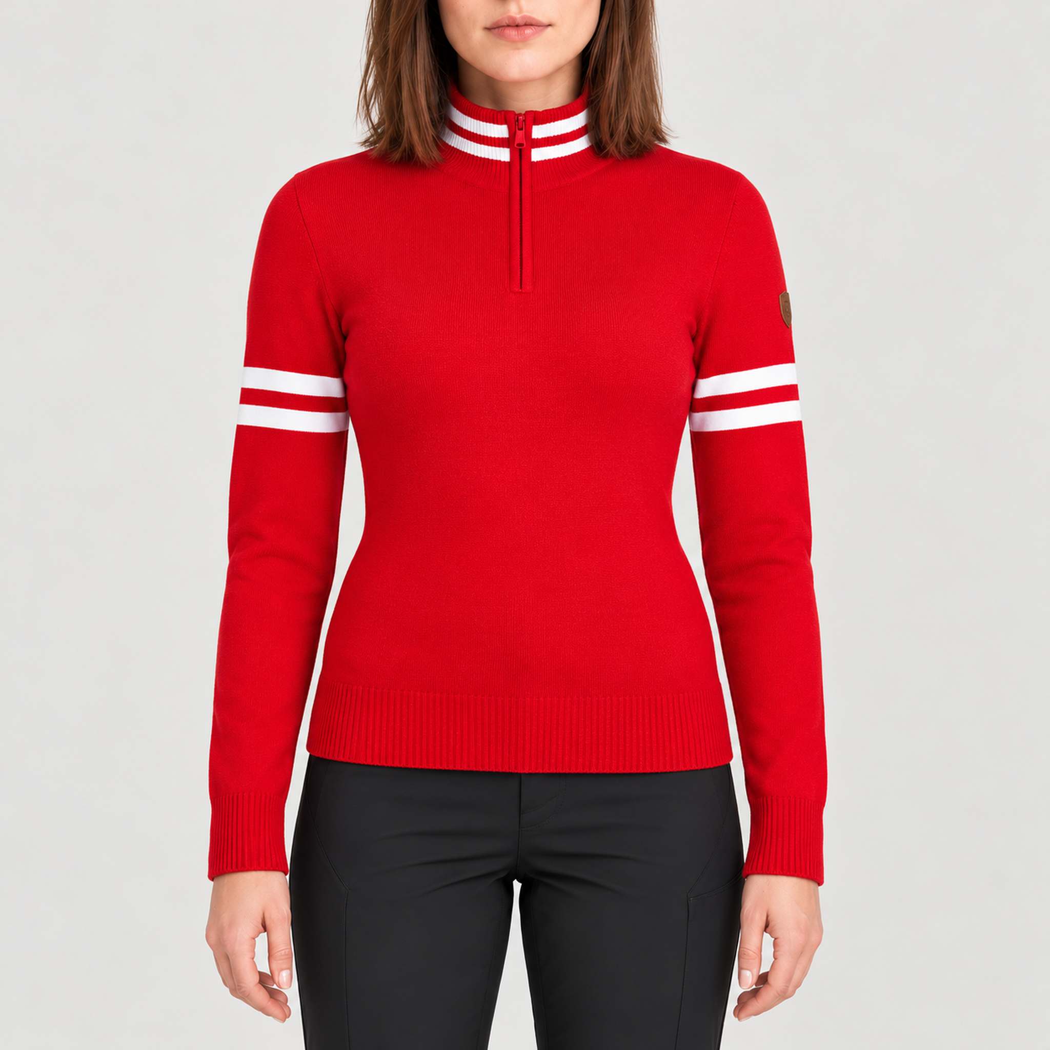 Fera women's Kate Sweater in Red, model front