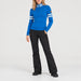 Fera women's Kate Sweater in Riviera Blue, model outfit