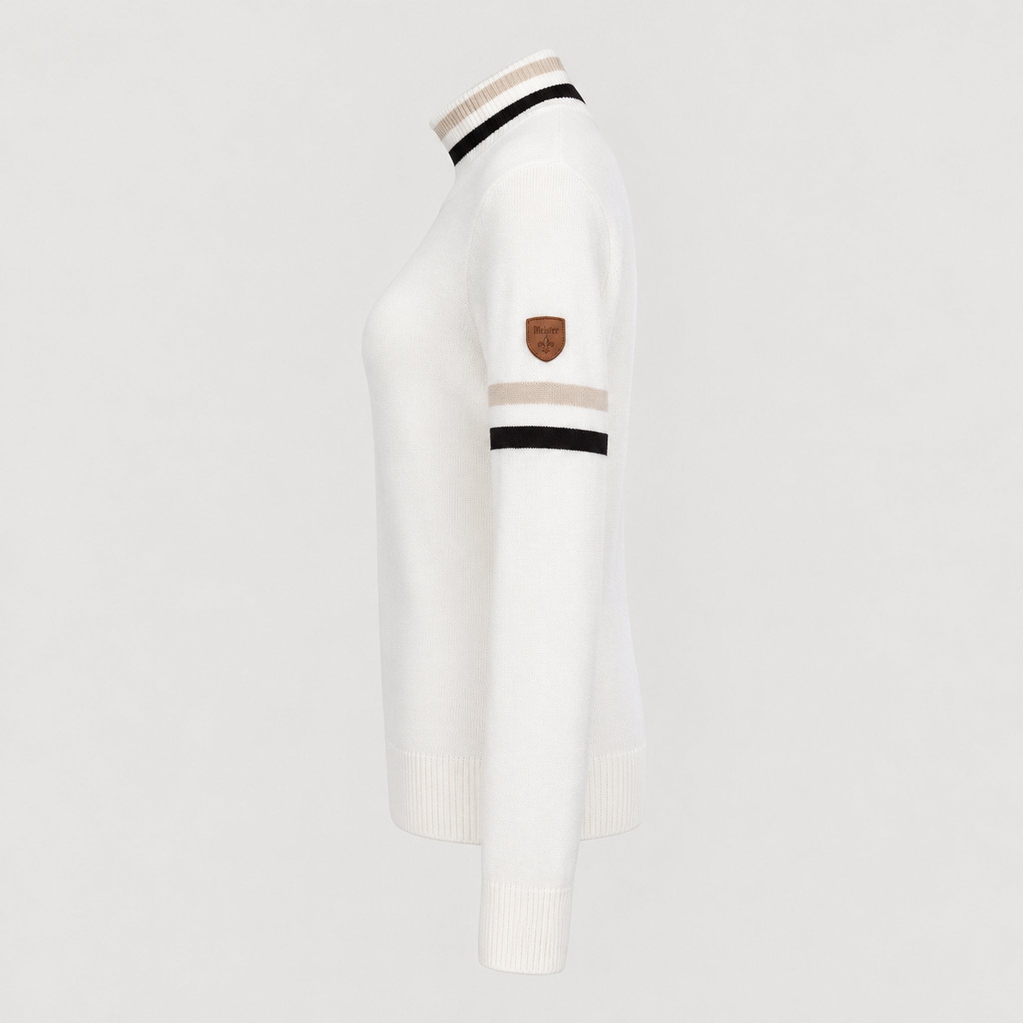 Fera women's Kate Sweater in White, side view.