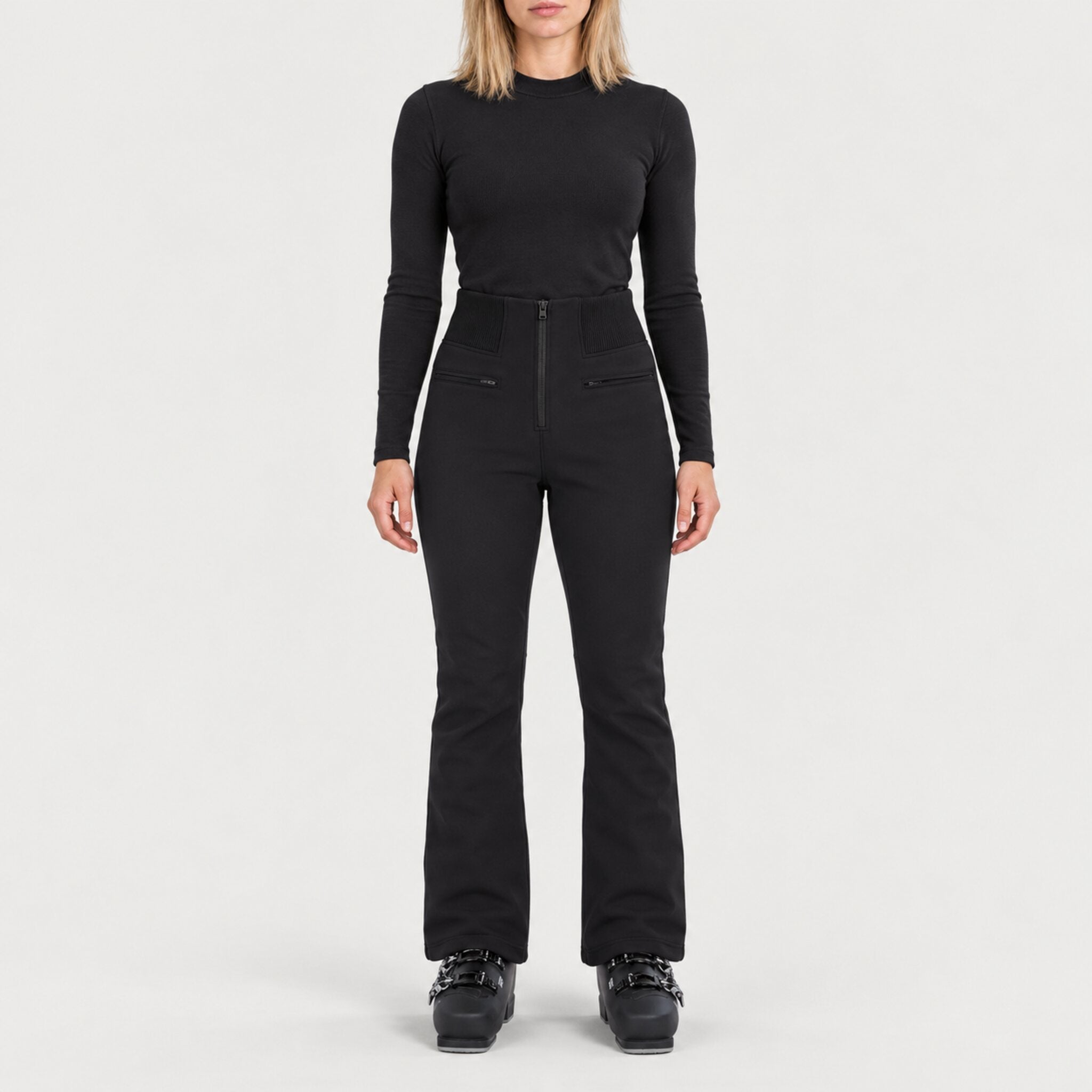 Fera women's Kelly Pant in Black, front view on model.