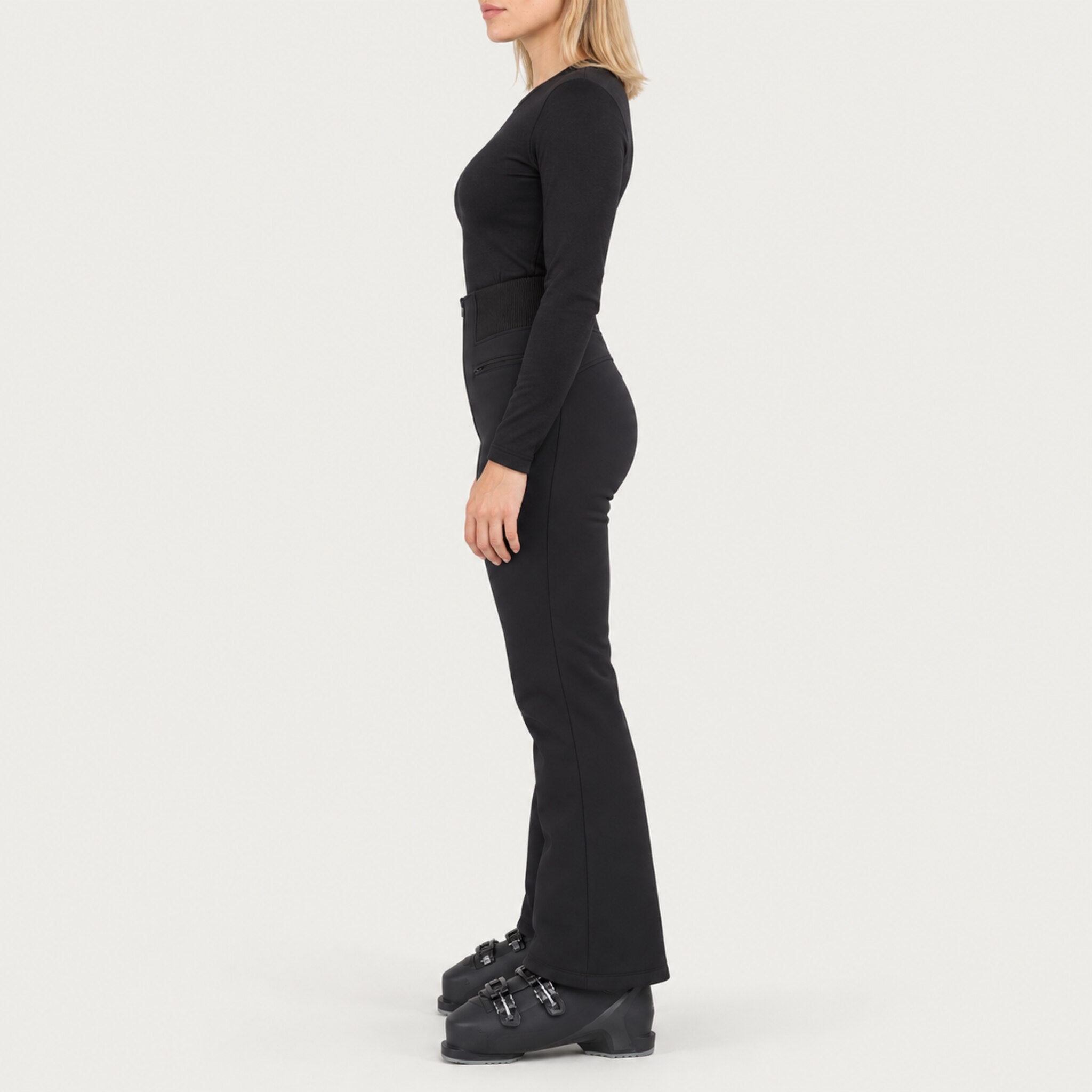 Fera women's Kelly Pant in Black, side view on model.