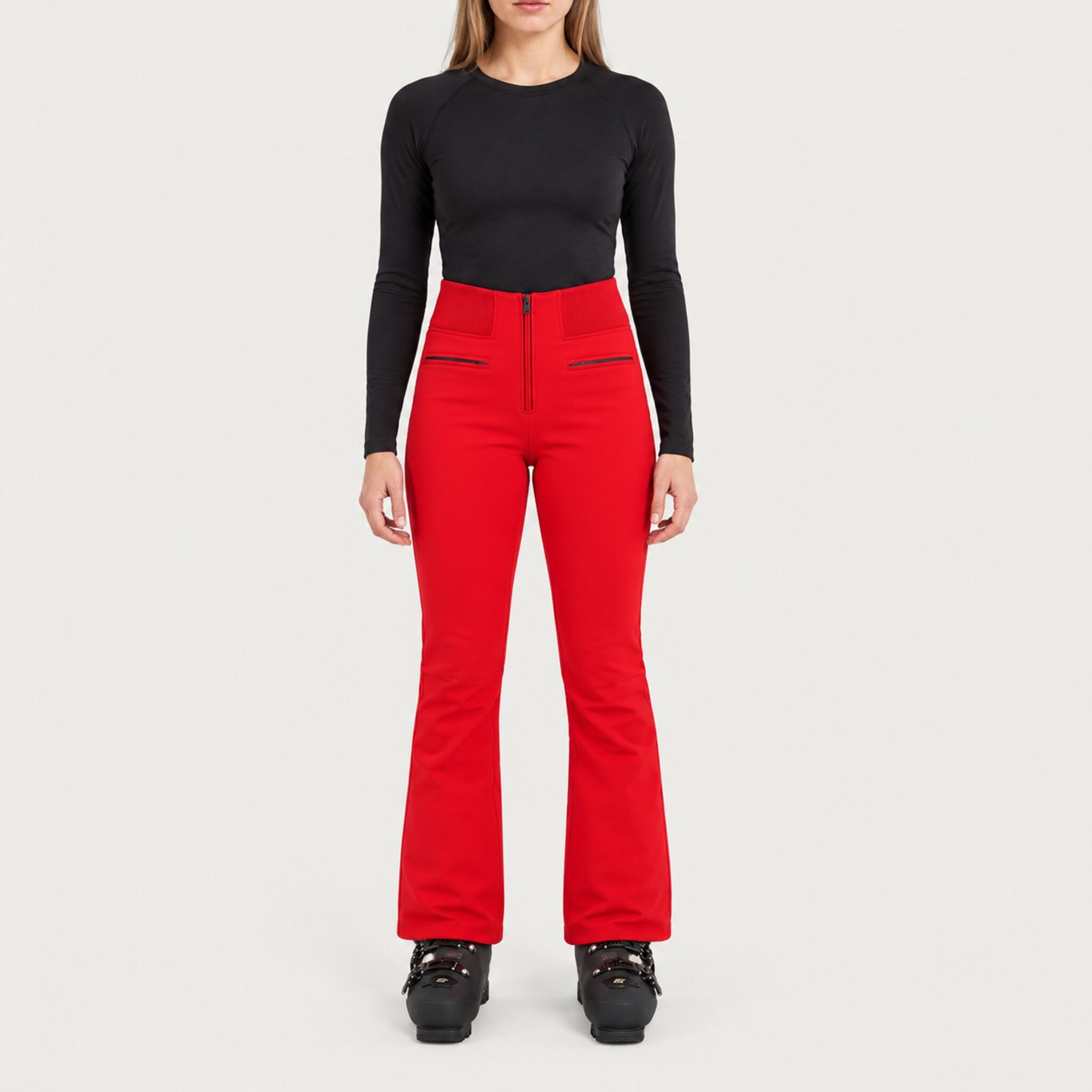 Fera women's Kelly Pant in Red, front view on model.