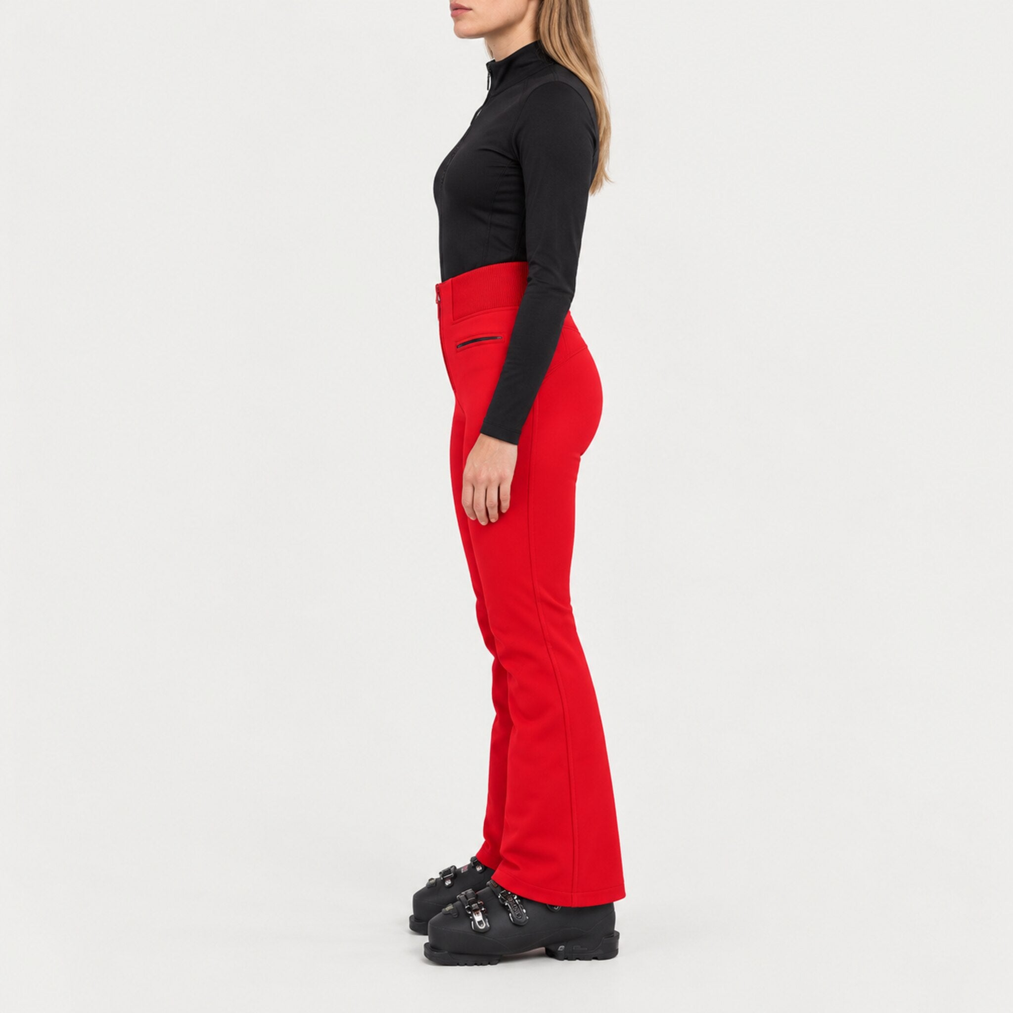 Fera women's Kelly Pant in Red, side view on model.