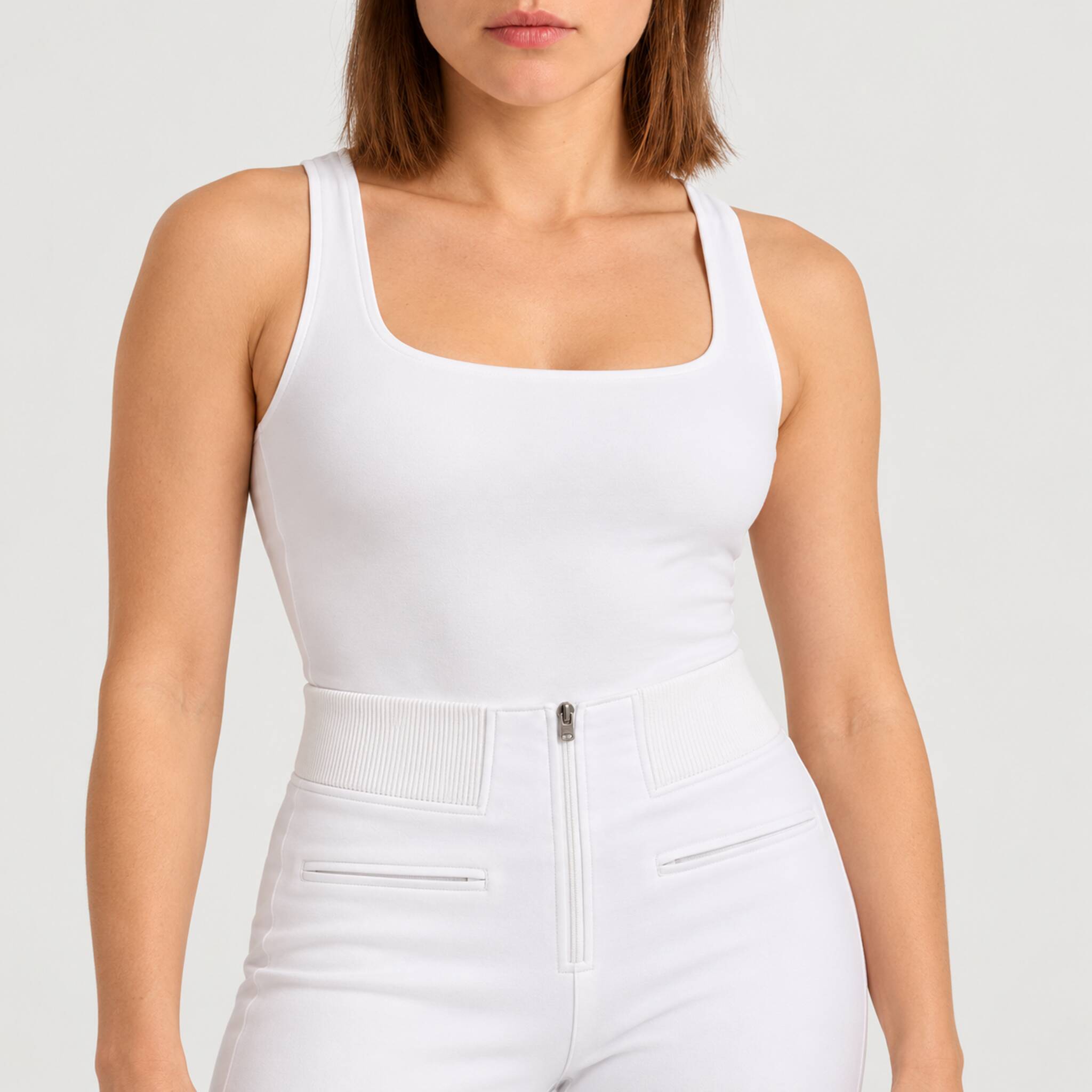 Fera women's Kelly Pant in White, close-up showing fabric and design.