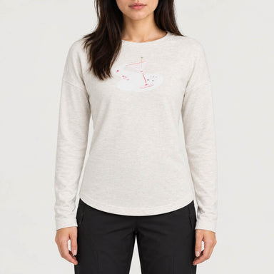 Fera women's Martini Run Tee in Ivory, front view on model.