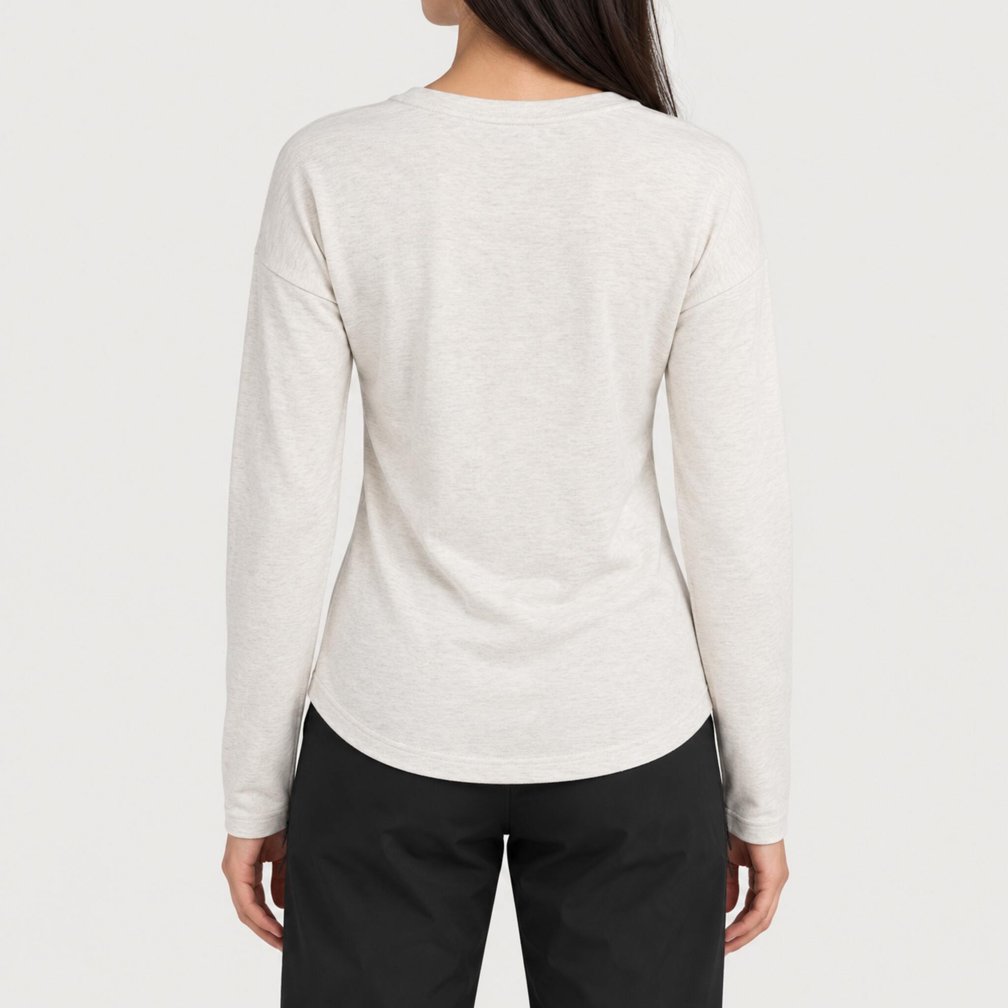 Fera women's Martini Run Tee in Ivory, back view on model.