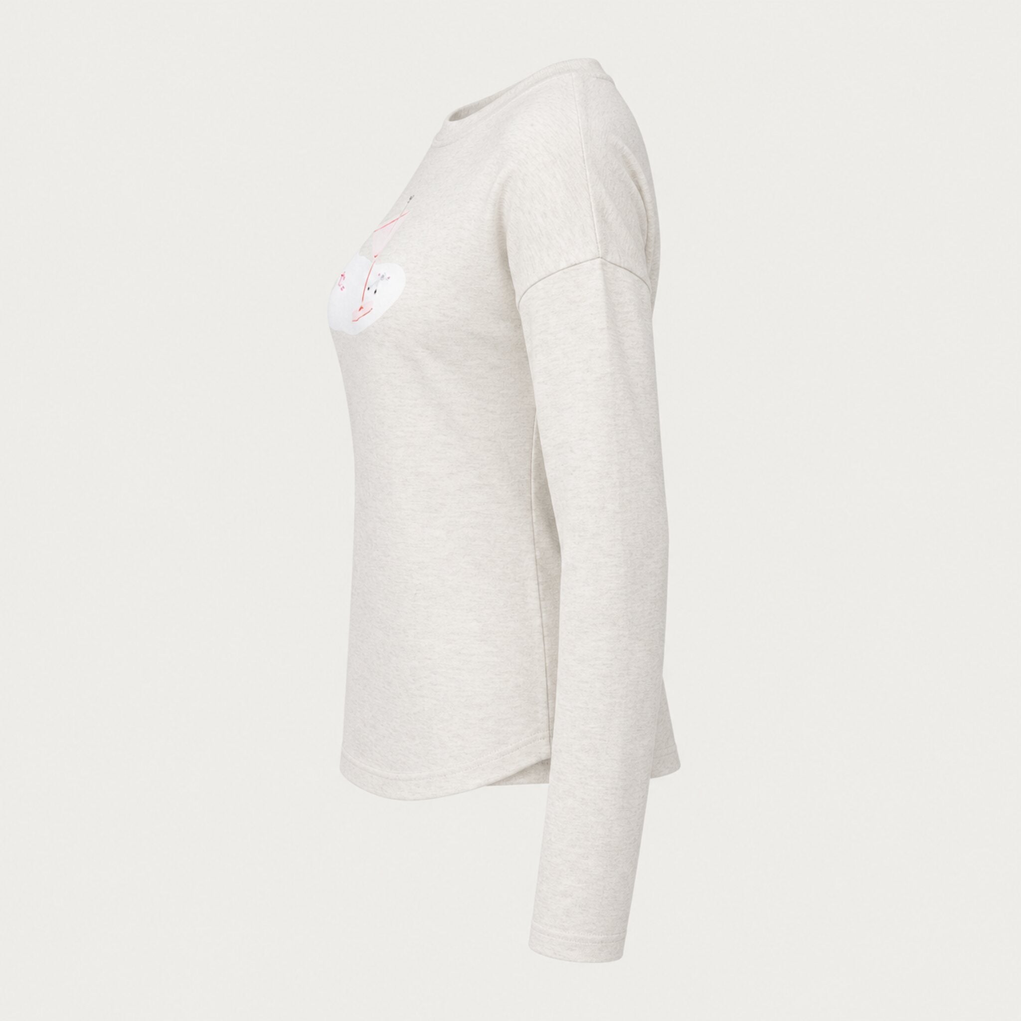 Fera women's Martini Run Tee in Ivory, side view.