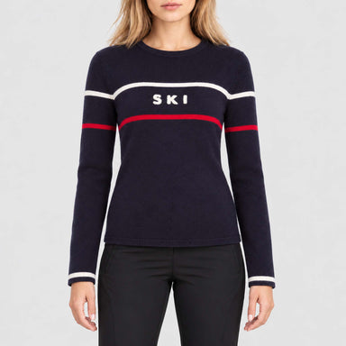 Fera women's Podium Sweater in Indigo, model front