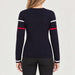 Fera womens Podium Sweater in Indigo, model back.
