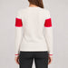 Fera womens Podium Sweater in White, model back.