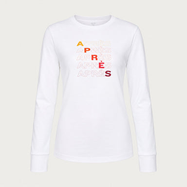 Fera women's Shades of Apres Tee in White, front view.