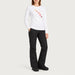Fera women's Shades of Apres Tee in White, full outfit on model.