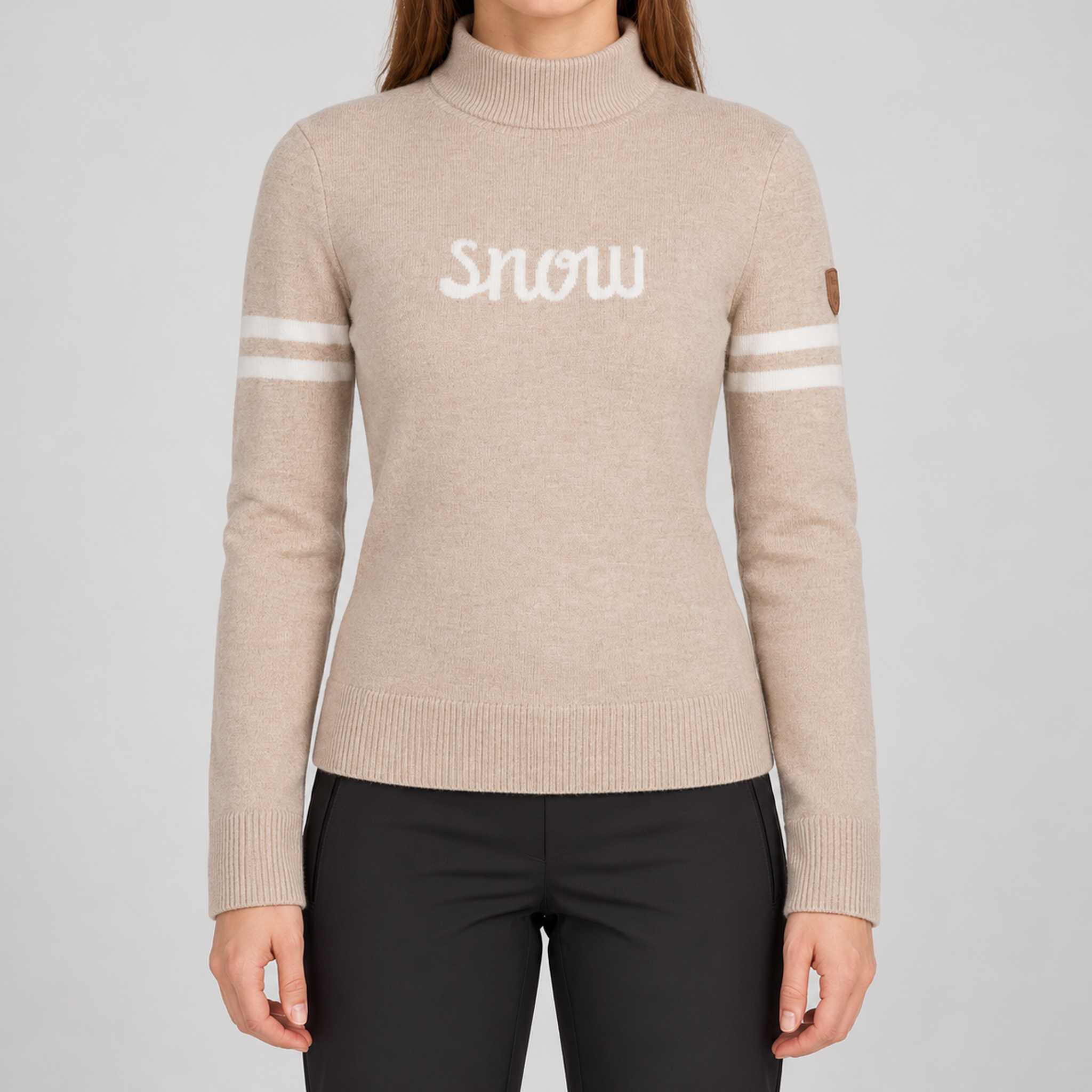 Fera women's Snow Sweater in Latte, model front