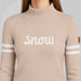 Fera women's Snow Sweater in Latte, chest and collar detail