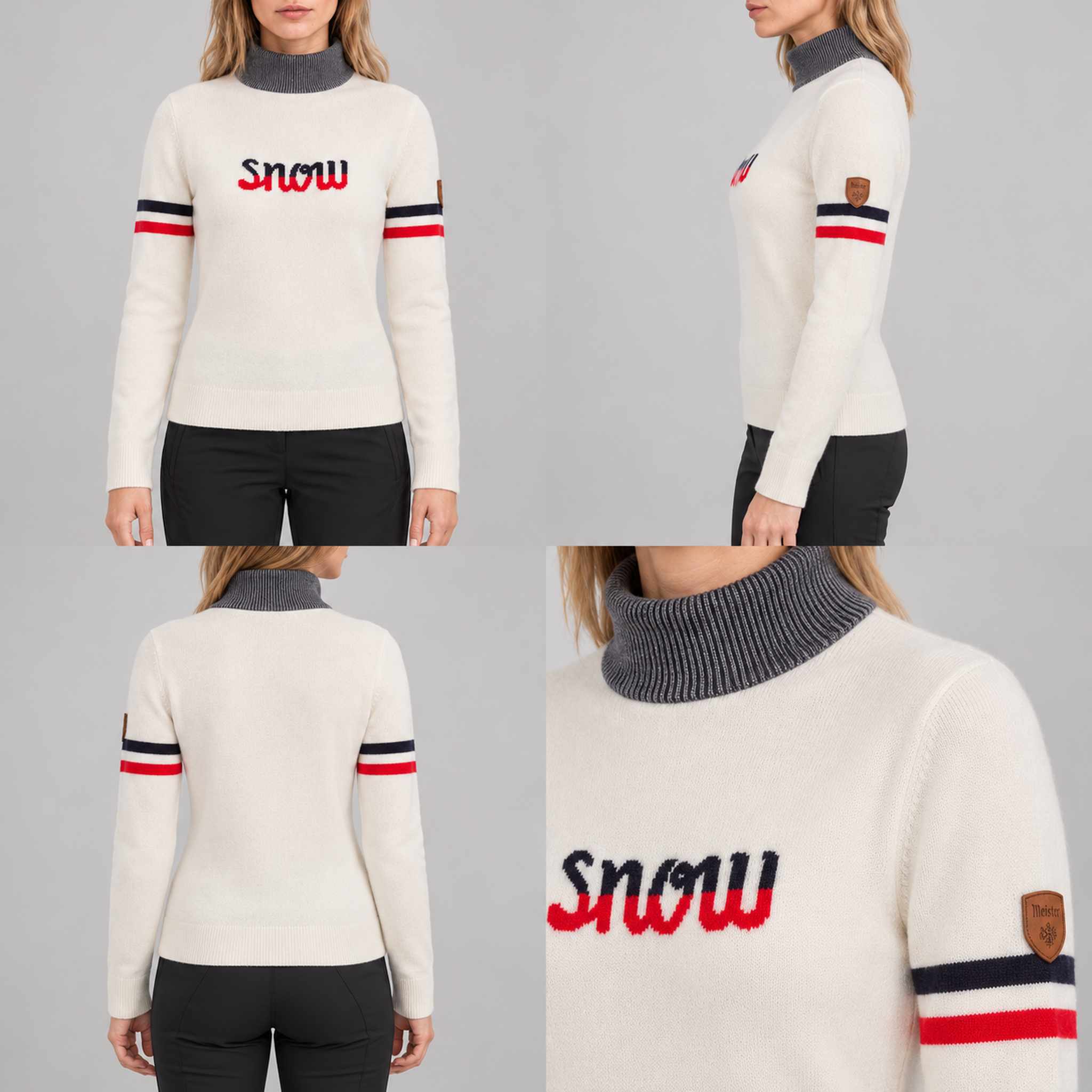 Fera women's Snow Sweater in White, model close up