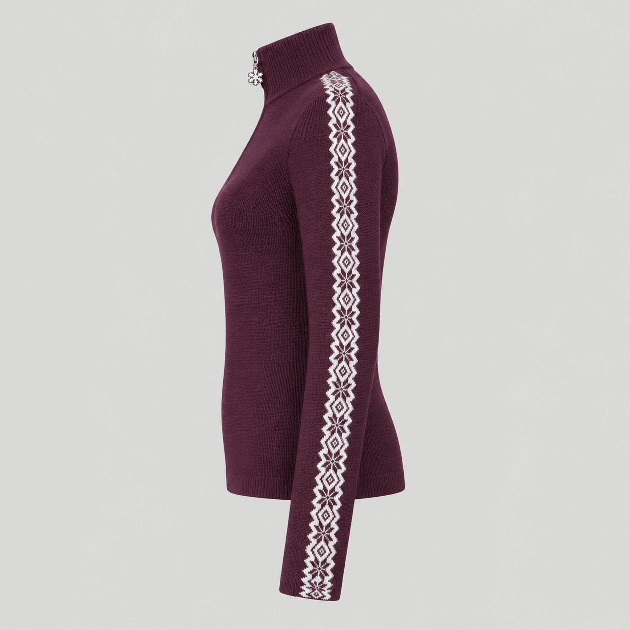 Fera womens Tina Sweater Aubergine, product side.