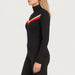 Fera women's Velocity Half Zip in Black, side view on model.