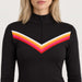 Fera women's Velocity Half Zip in Black, close-up showing fabric and design.
