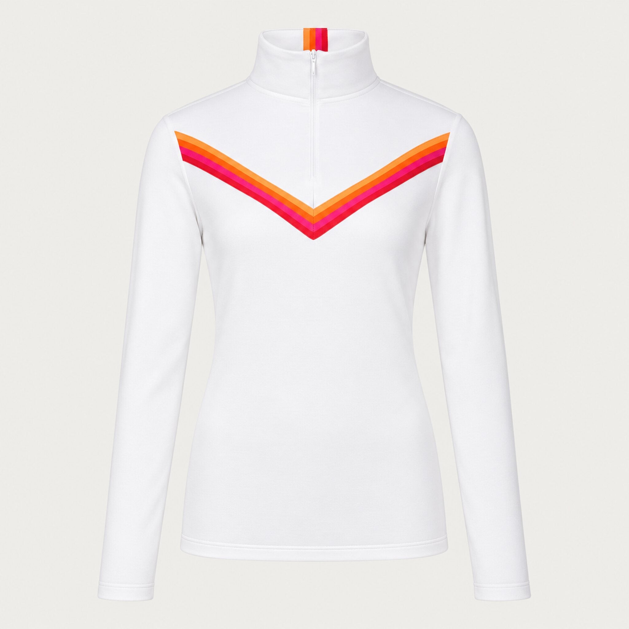 Fera women's Velocity Half Zip in White, front view.