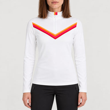 Fera women's Velocity Half Zip in White, front view on model.