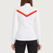 Fera women's Velocity Half Zip in White, back view on model.