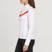 Fera women's Velocity Half Zip in White, side view on model.