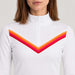 Fera women's Velocity Half Zip in White, close-up showing fabric and design.