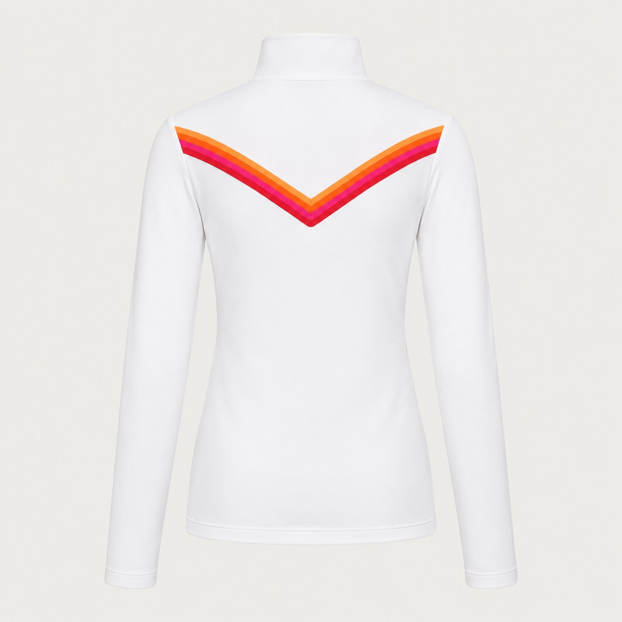 Fera women's Velocity Half Zip in White, back view.