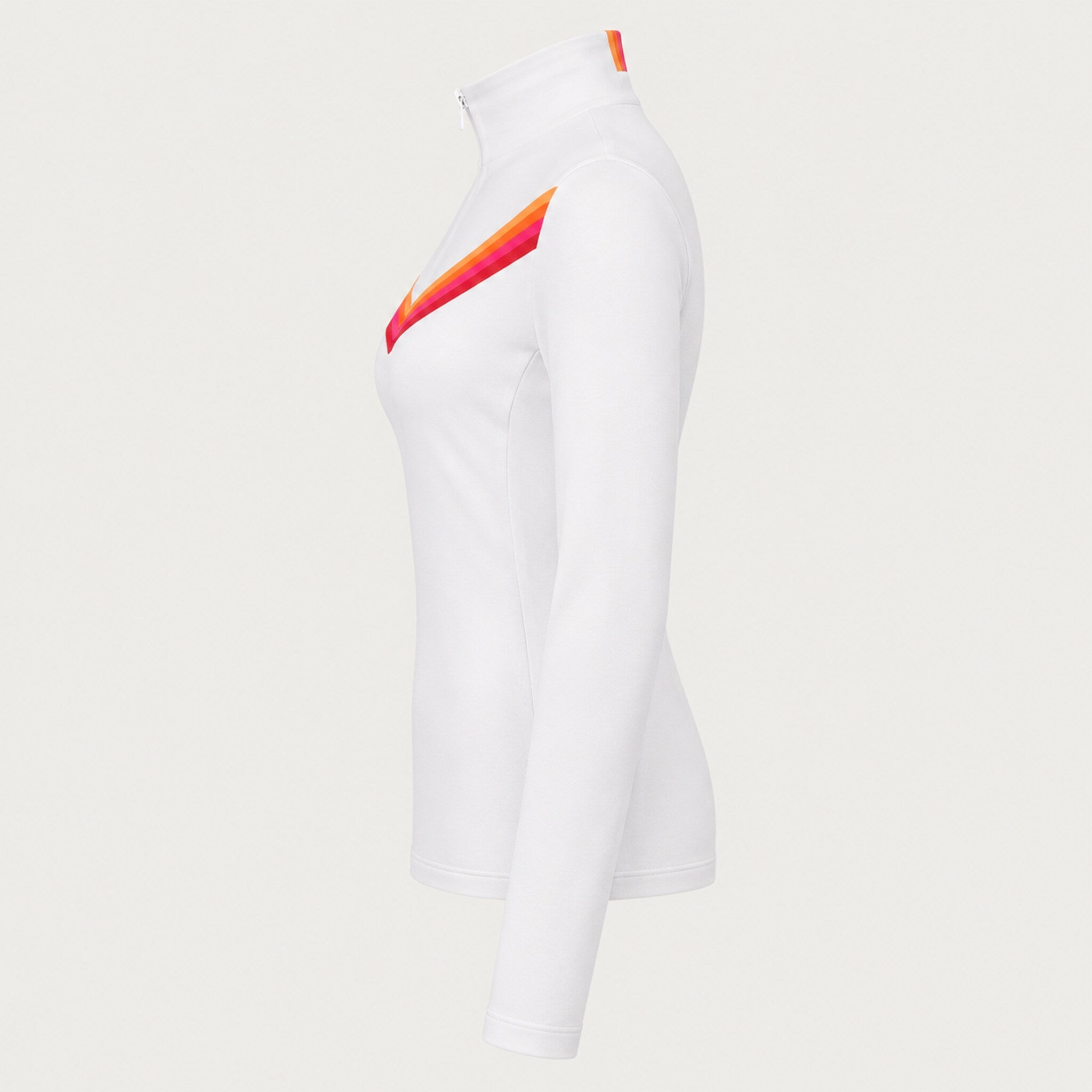 Fera women's Velocity Half Zip in White, side view.