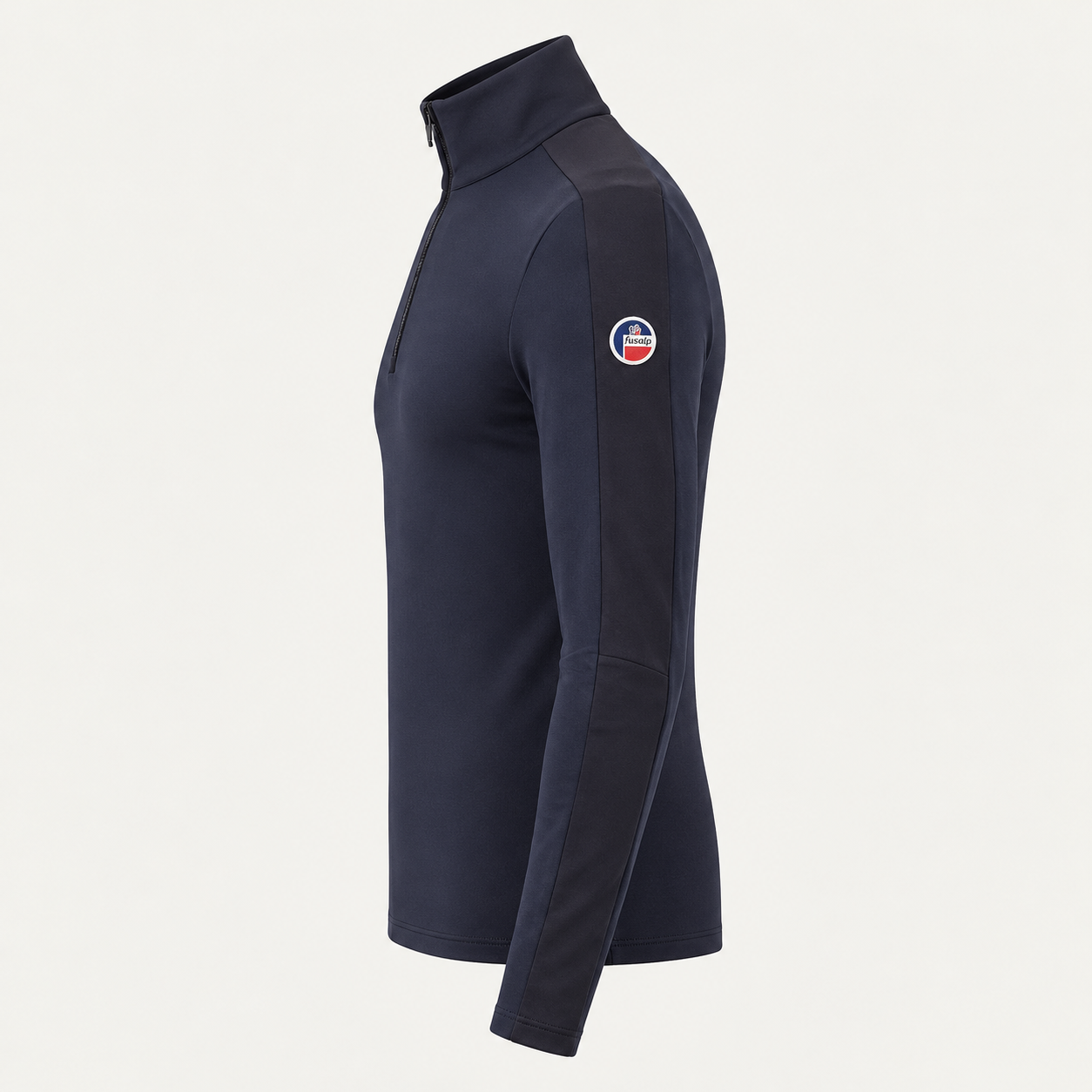 Fusalp men's Alpille IV Midlayer in Navy, side product view.
