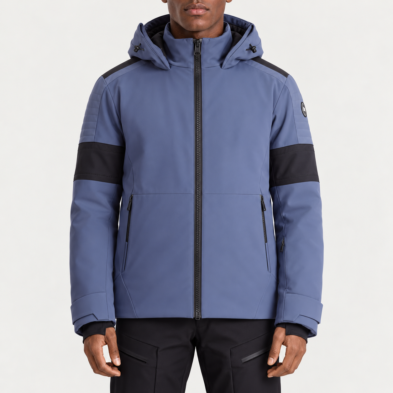 Fusalp men's Amwo Ski Jacket in Sea Blue, front view on model.