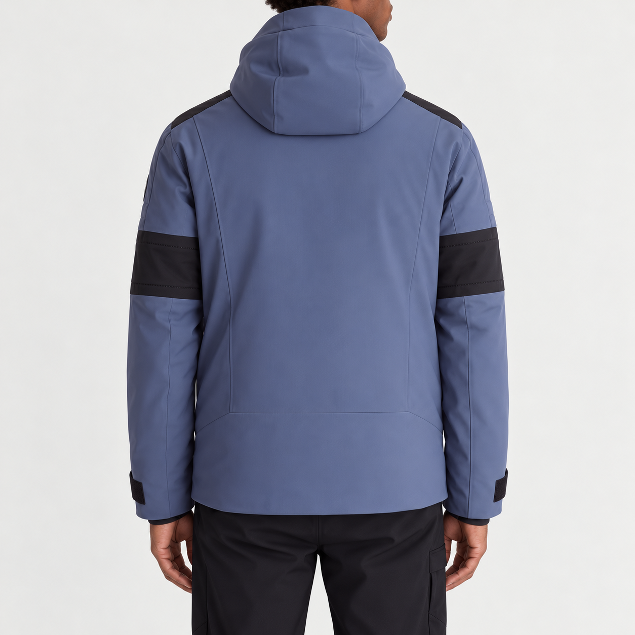 Fusalp men's Amwo Ski Jacket in Sea Blue, back view on model.