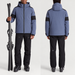 Fusalp men's Amwo Ski Jacket in Sea Blue, full outfit on model holding skis.