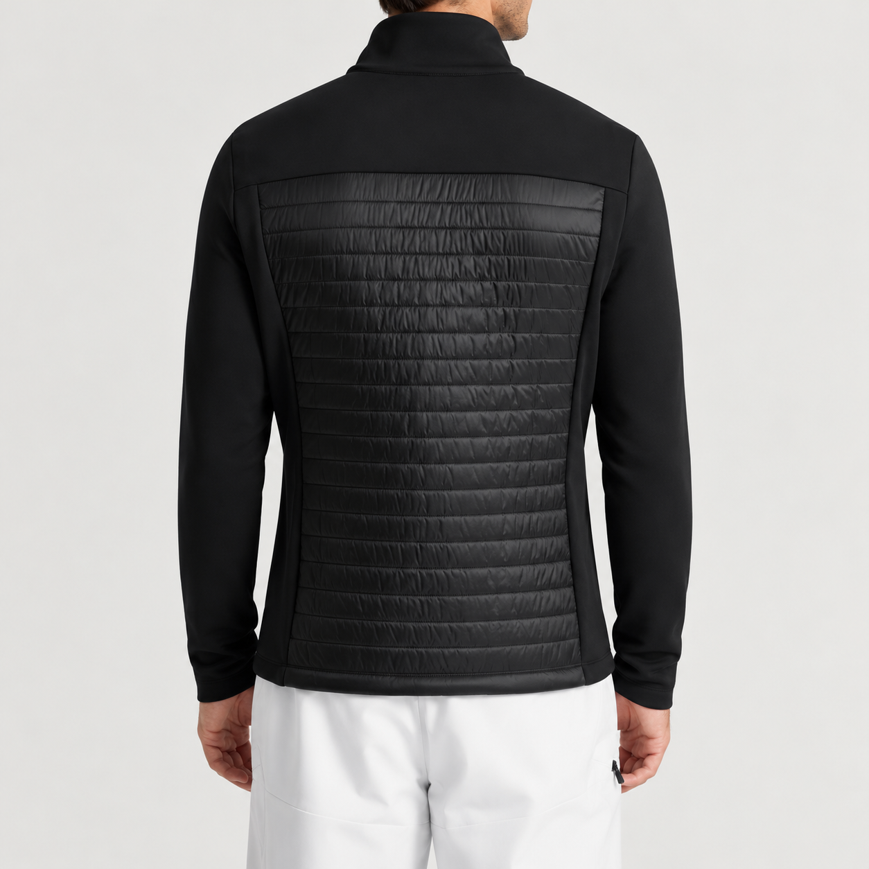 Fusalp men's Aspon II Midlayer in Black, back view on model.