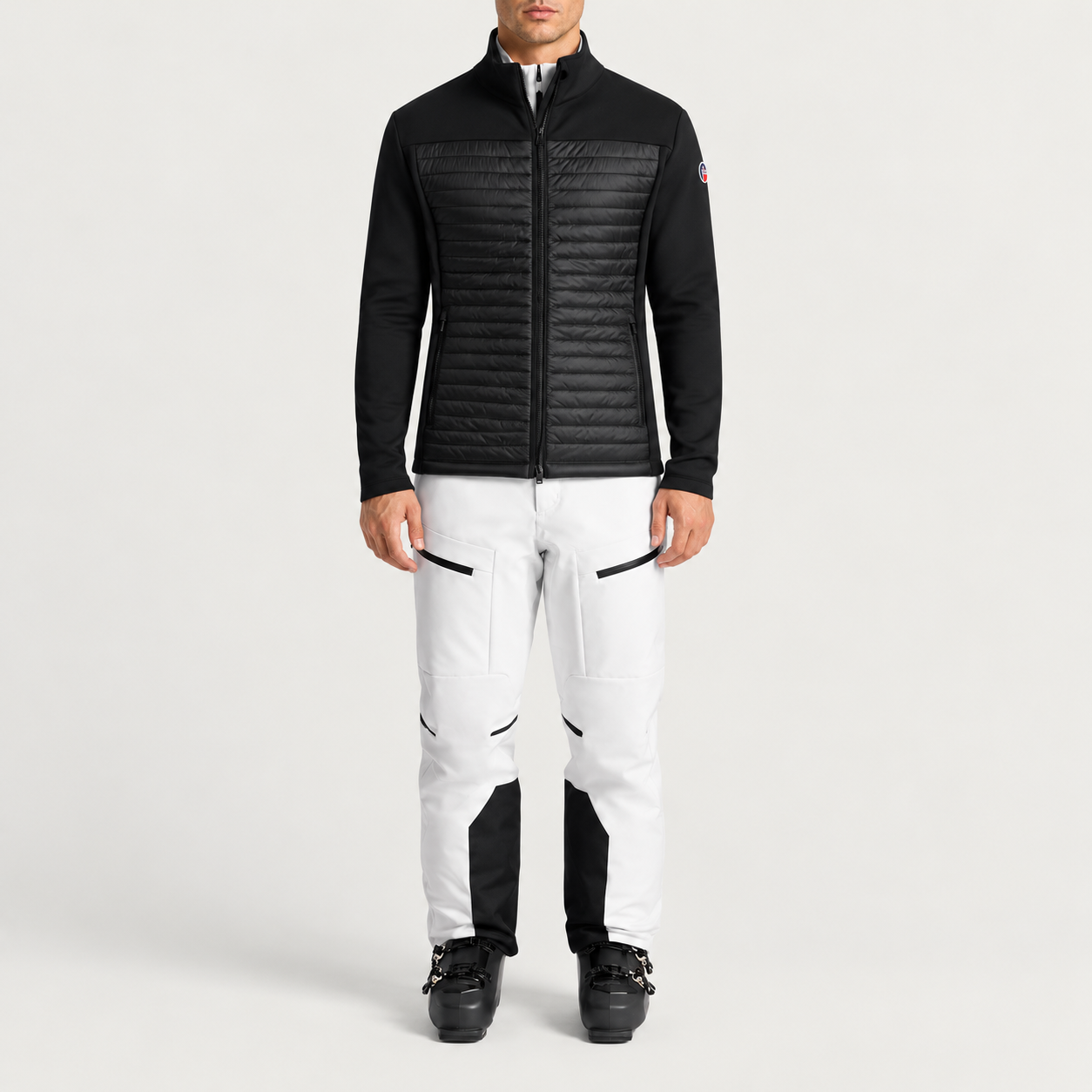 Fusalp men's Aspon II Midlayer in Black, full outfit on model.